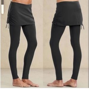 Athleta Cotton Skirt Leggings Black Side Strings Sz XSP